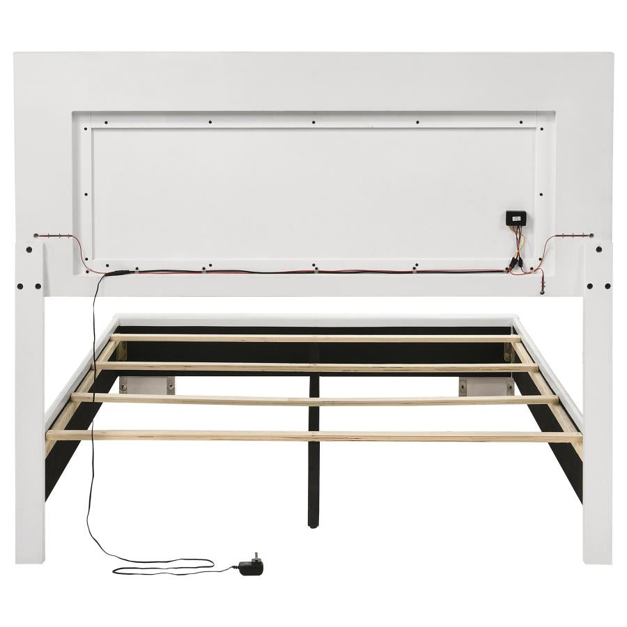 Felicity Wood Full LED Panel Bed White High Gloss - 203500F
