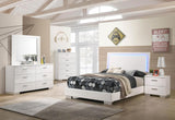 Felicity Wood Full LED Panel Bed White High Gloss - 203500F