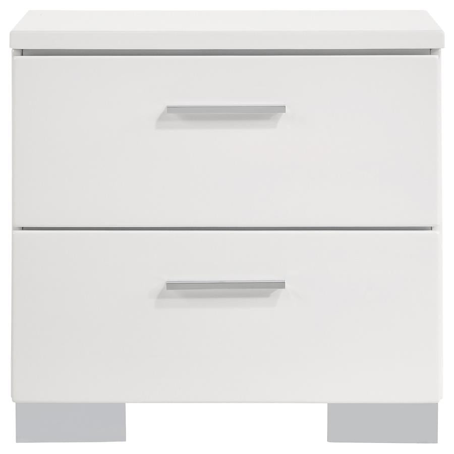 Felicity 4-piece Eastern King Bedroom Set White High Gloss - 203500KE-S4