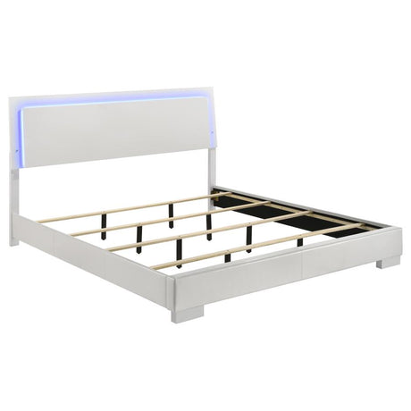 Felicity 5-piece Eastern King Bedroom Set White High Gloss - 203500KE-S5