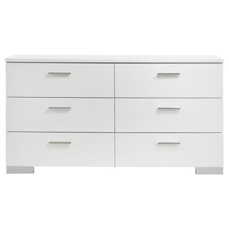 Felicity 6-piece Eastern King Bedroom Set White High Gloss - 203500KE-S6