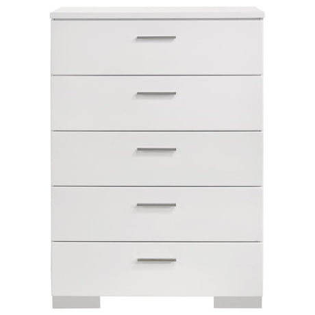 Felicity 6-piece Eastern King Bedroom Set White High Gloss - 203500KE-S6
