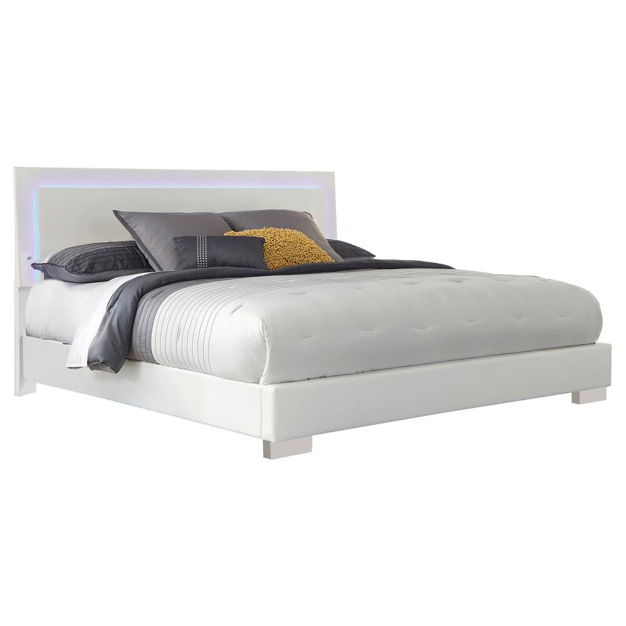 Felicity Wood California King LED Panel Bed White High Gloss - 203500KW