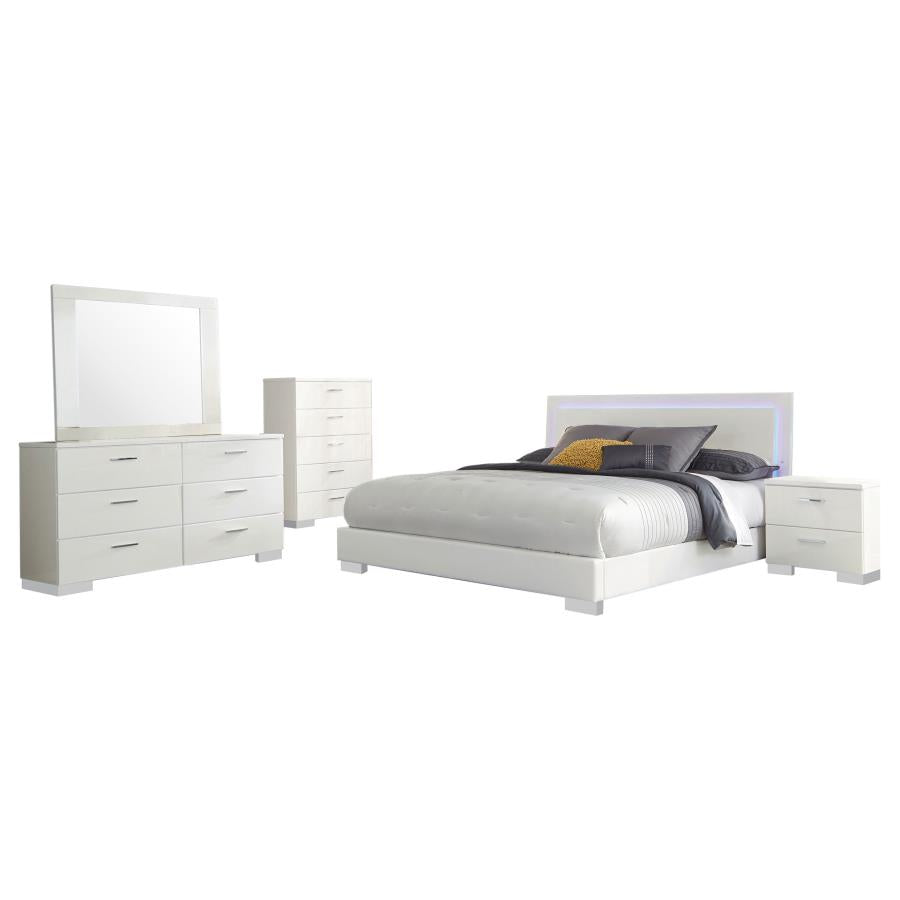 Felicity 5-piece Queen Bedroom Set White High Gloss - 203500Q-S5
