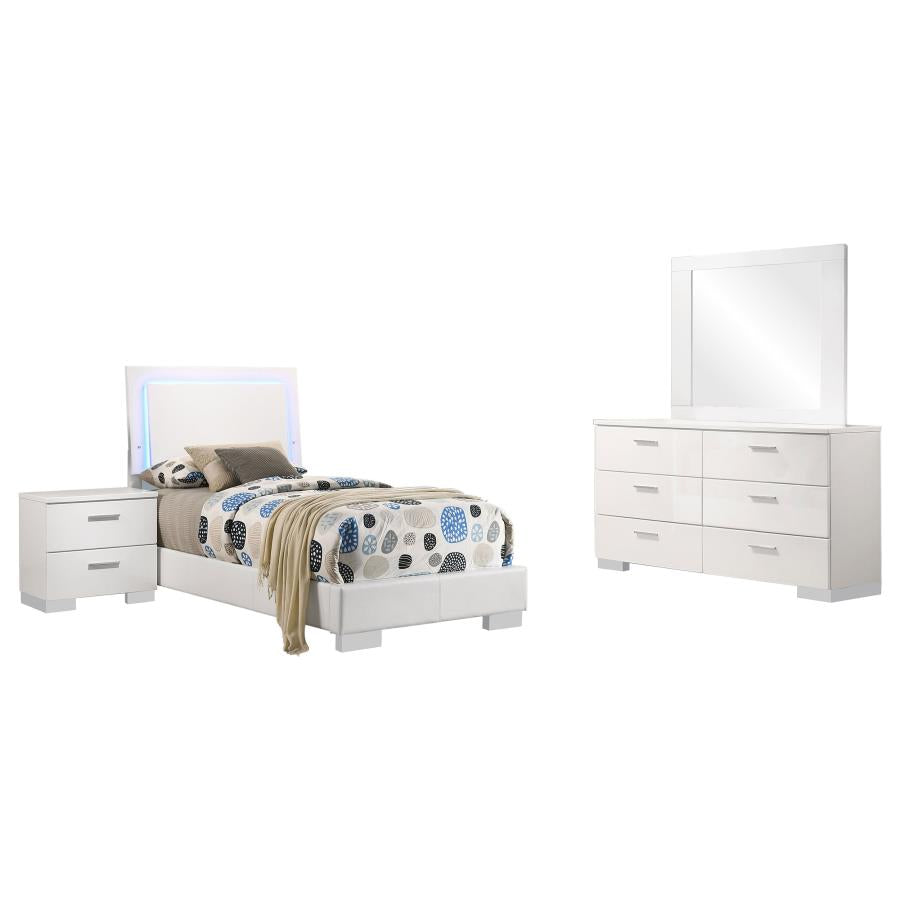 Felicity 4-piece Twin Bedroom Set White High Gloss - 203500T-S4
