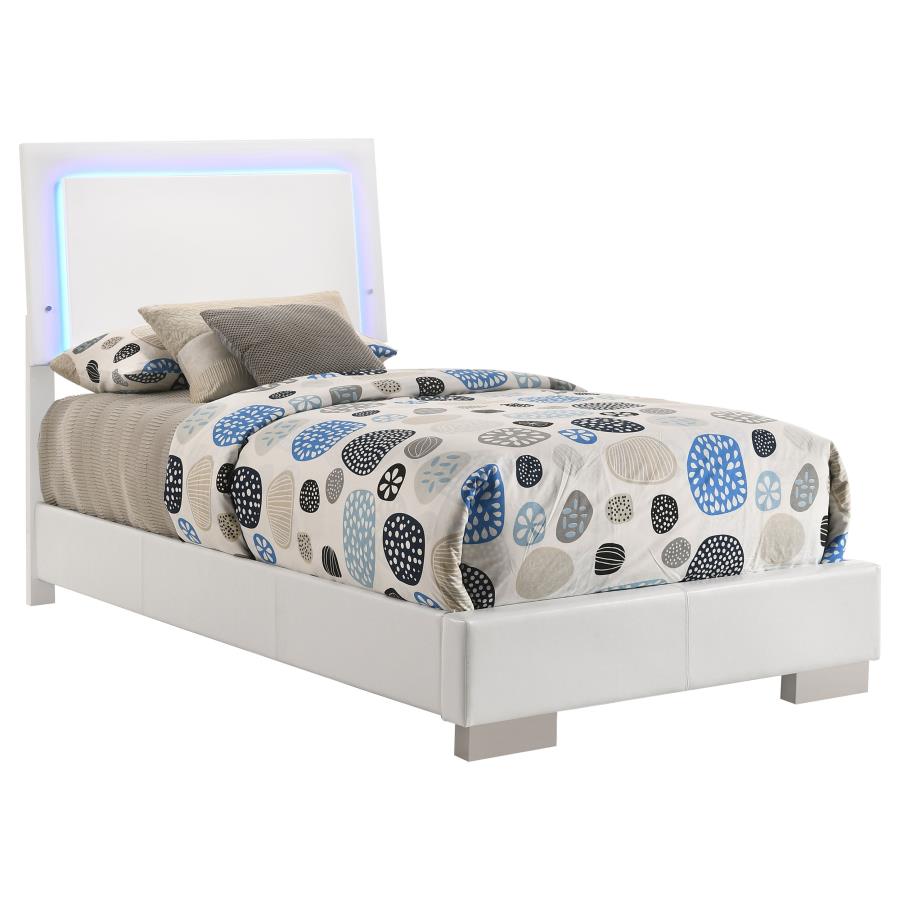 Felicity Wood Twin LED Panel Bed White High Gloss - 203500T