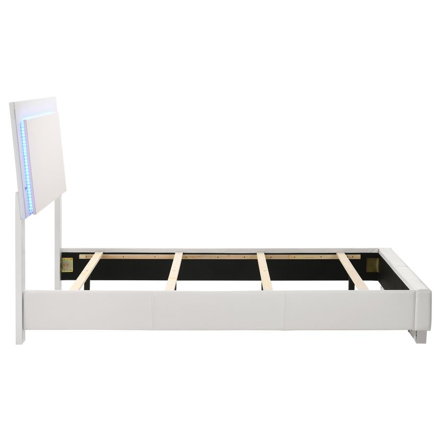 Felicity Wood Twin LED Panel Bed White High Gloss - 203500T