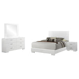 Felicity 4-piece Eastern King Bedroom Set White High Gloss - 203501KE-S4
