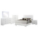 Felicity 5-piece Eastern King Bedroom Set White High Gloss - 203501KE-S5L
