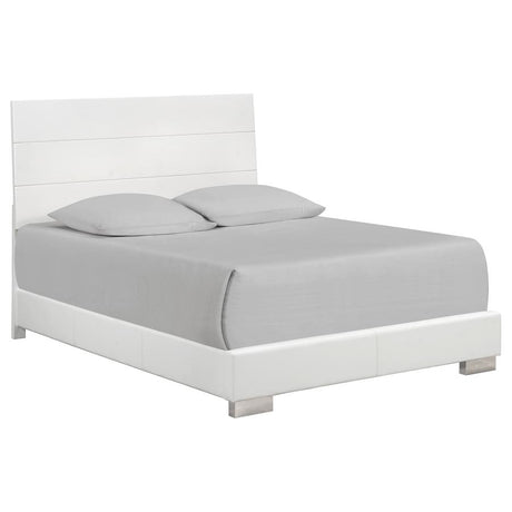 Felicity 5-piece Eastern King Bedroom Set White High Gloss - 203501KE-S5