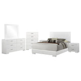 Felicity 6-piece Eastern King Bedroom Set White High Gloss - 203501KE-S6