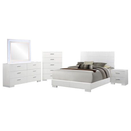Felicity 5-piece Queen Bedroom Set White High Gloss - 203501Q-S5L