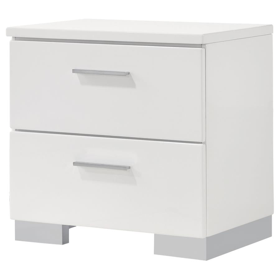 Felicity 2-drawer Nightstand White High Gloss - 203502