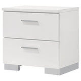 Felicity 2-drawer Nightstand White High Gloss - 203502