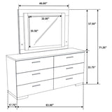 Felicity 6-drawer Dresser with LED Mirror White High Gloss - 203503ML