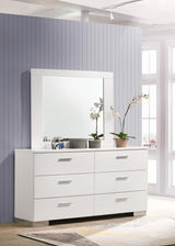 Felicity 6-drawer Wood Dresser with Mirror White High Gloss - 203503M