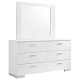 Felicity 6-drawer Wood Dresser with Mirror White High Gloss - 203503M