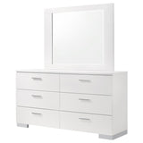Felicity 6-drawer Wood Dresser with Mirror White High Gloss - 203503M