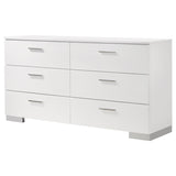 Felicity 6-drawer Dresser White High Gloss - 203503