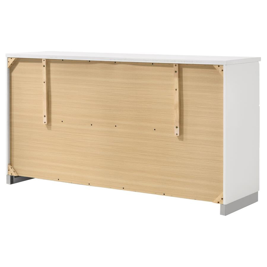 Felicity 6-drawer Dresser White High Gloss - 203503