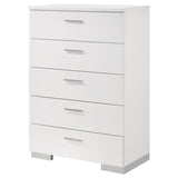 Felicity 5-drawer Bedroom Chest White High Gloss - 203505