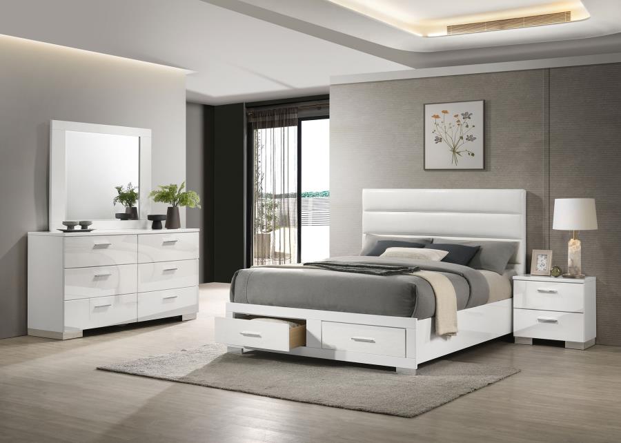 Felicity 4-piece California King Platform Bedroom Set White - 203510KW-S4
