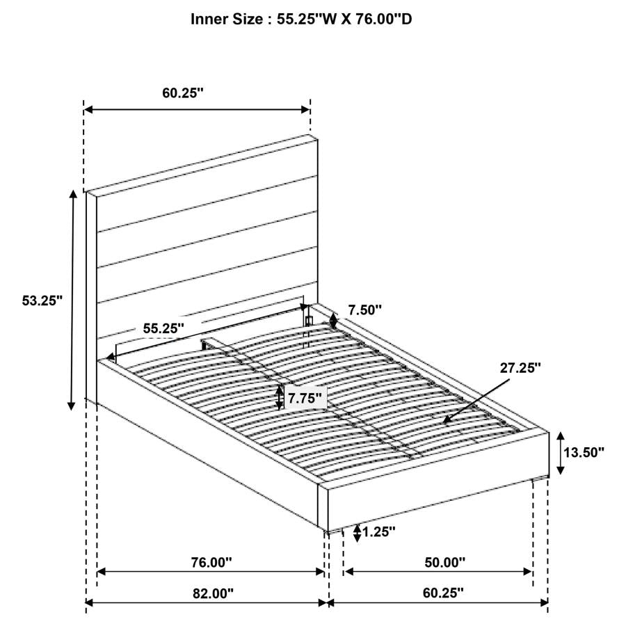 Felicity 53-inch Upholstered Full Platform Bed White - 203511F