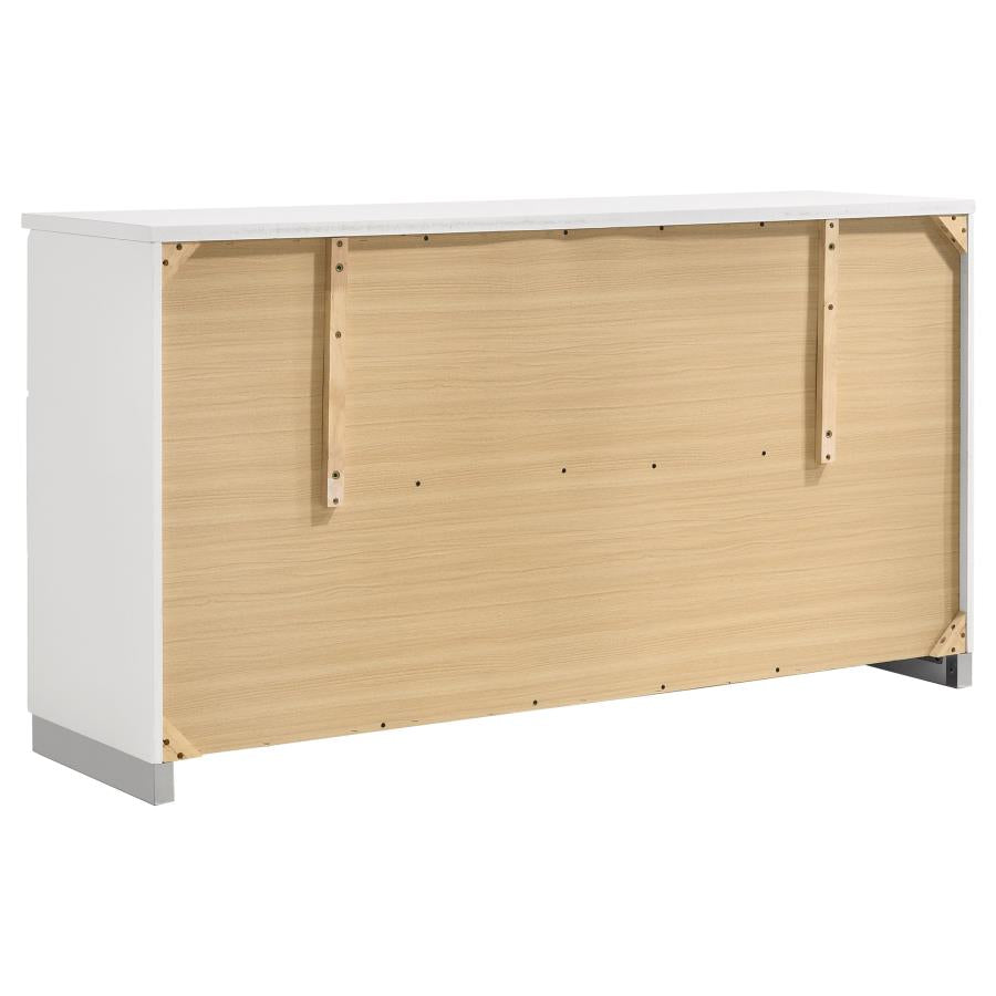 Felicity 4-piece Eastern King Bedroom Set White High Gloss - 203511KE-S4