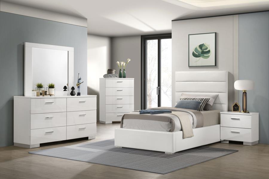 Felicity 5-piece Twin Bedroom Set White High Gloss - 203511T-S5