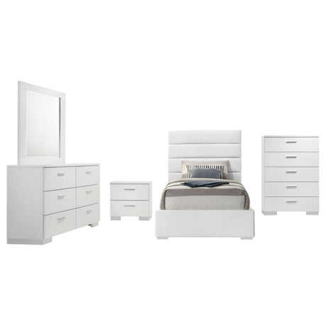 Felicity 5-piece Twin Bedroom Set White High Gloss - 203511T-S5