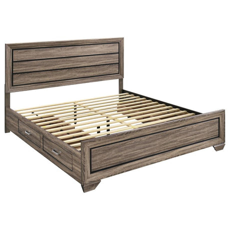 Kauffman Wood Eastern King Storage Panel Bed Washed Taupe - 204190KE