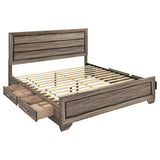 Kauffman Wood Eastern King Storage Panel Bed Washed Taupe - 204190KE