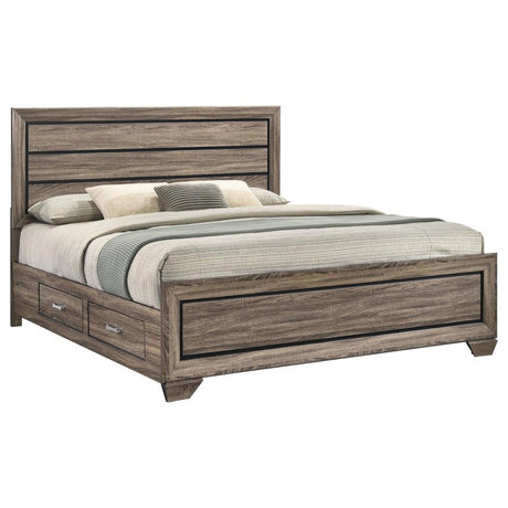 Kauffman Wood Eastern King Storage Panel Bed Washed Taupe - 204190KE