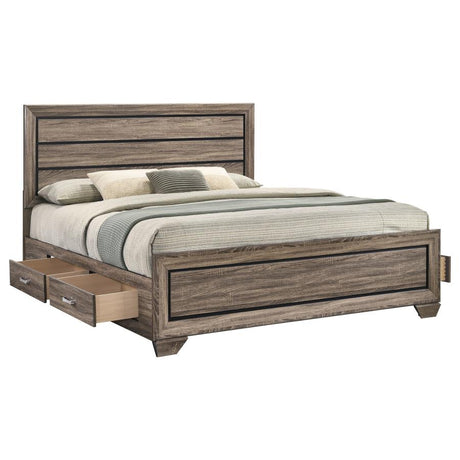 Kauffman Wood Eastern King Storage Panel Bed Washed Taupe - 204190KE