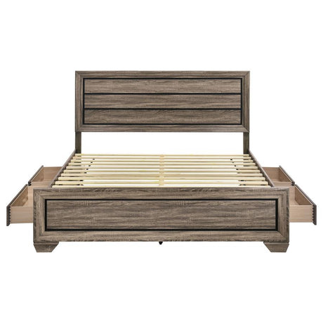 Kauffman Wood Eastern King Storage Panel Bed Washed Taupe - 204190KE