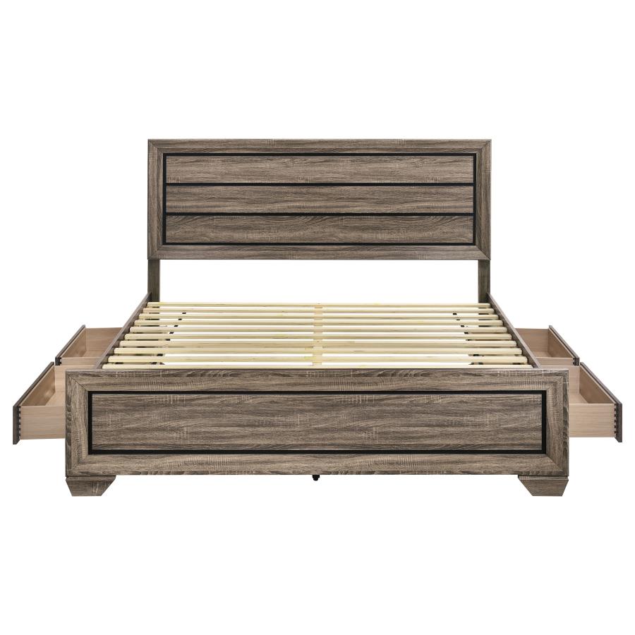 Kauffman Wood Eastern King Storage Panel Bed Washed Taupe - 204190KE
