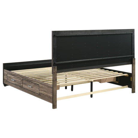 Kauffman Wood Eastern King Storage Panel Bed Washed Taupe - 204190KE