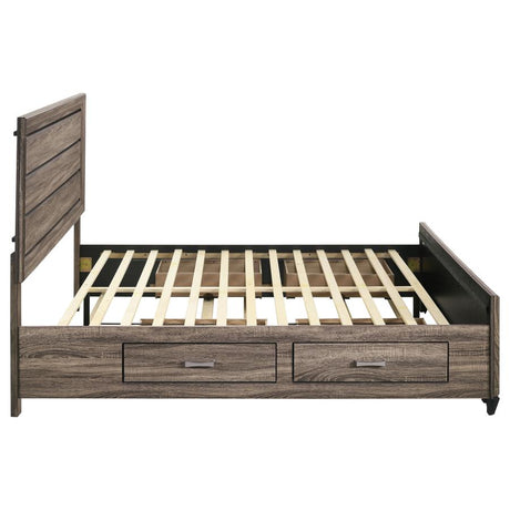 Kauffman Wood Eastern King Storage Panel Bed Washed Taupe - 204190KE