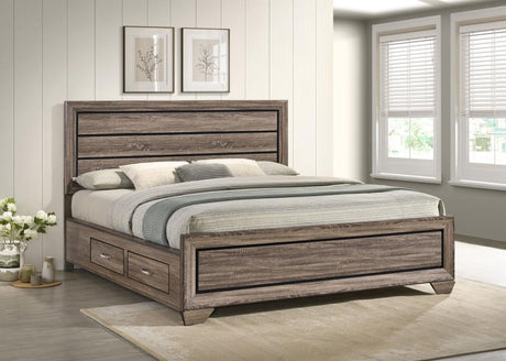 Kauffman Wood California King Storage Panel Bed Washed Taupe - 204190KW