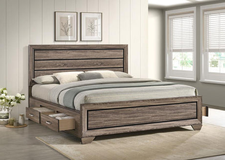 Kauffman Wood California King Storage Panel Bed Washed Taupe - 204190KW