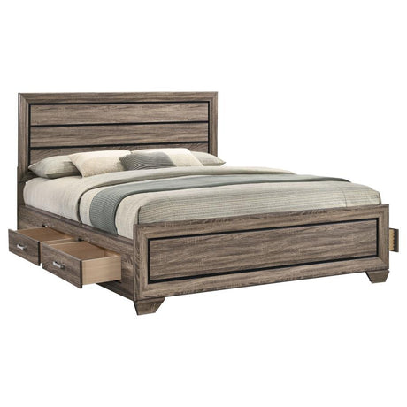 Kauffman Wood California King Storage Panel Bed Washed Taupe - 204190KW