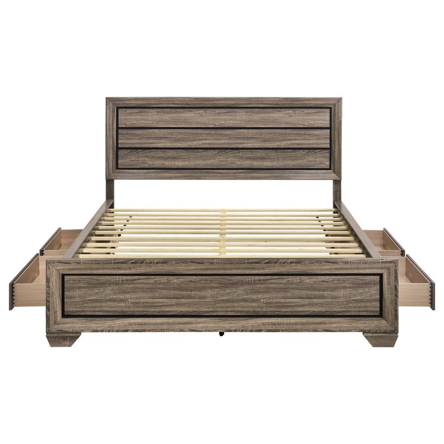 Kauffman Wood California King Storage Panel Bed Washed Taupe - 204190KW