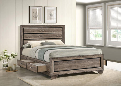 Kauffman Wood Queen Storage Panel Bed Washed Taupe - 204190Q