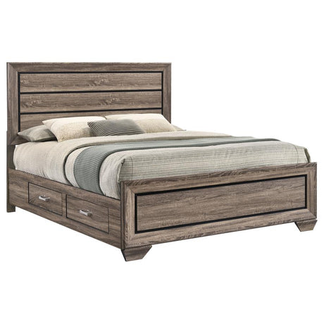 Kauffman Wood Queen Storage Panel Bed Washed Taupe - 204190Q