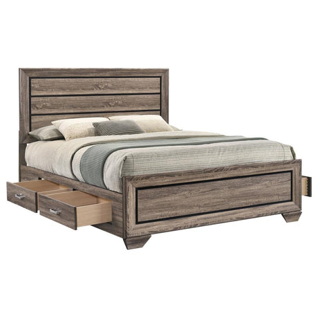 Kauffman Wood Queen Storage Panel Bed Washed Taupe - 204190Q