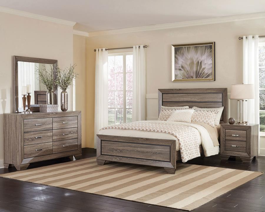 Kauffman Wood Queen Panel Bed Washed Taupe - 204191Q