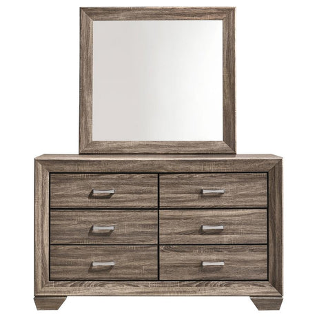 Kauffman 6-drawer Dresser with Mirror Washed Taupe - 204193M