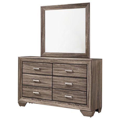 Kauffman 6-drawer Dresser with Mirror Washed Taupe - 204193M