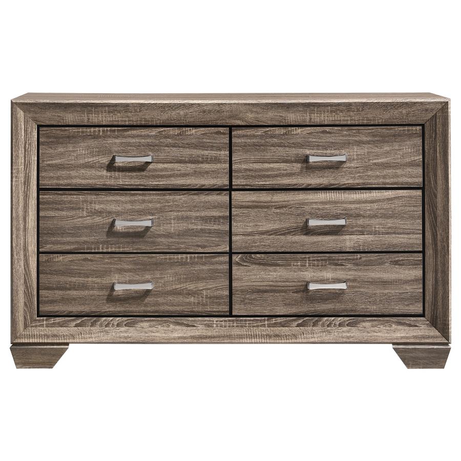 Kauffman 6-drawer Dresser Washed Taupe - 204193