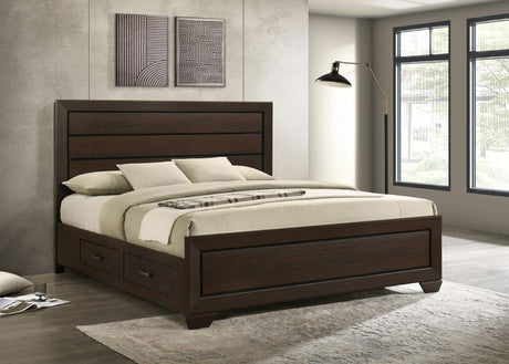 Kauffman Wood Eastern King Storage Panel Bed Dark Cocoa - 204390KE